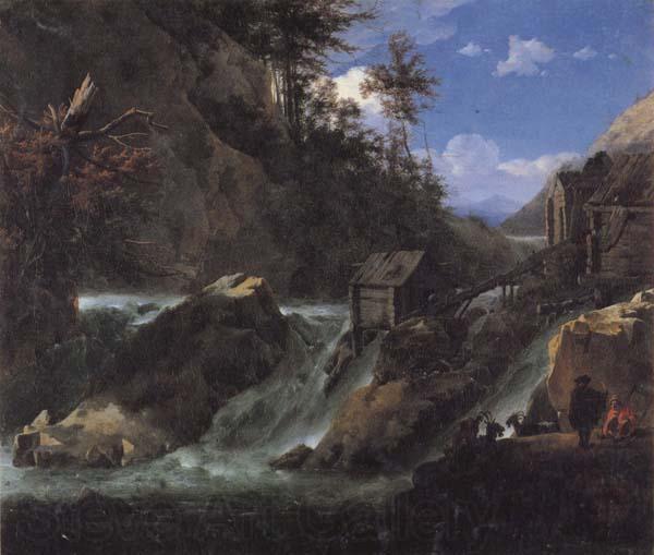 Jan Asselijn Landscape with Waterfall Norge oil painting art